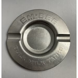 Vintage‎ EM BEE Bulk Milk Tanks Advertising Dairy Farm Cigar Ashtray 6" Metal
